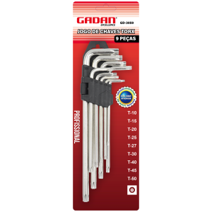 CHAVE TORX C/ 9 PEÇAS (GRANDE) - GADAN