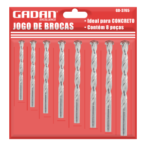 JOGO DE BROCAS PARA CONCRETO C/ 8 PCS - GADAN