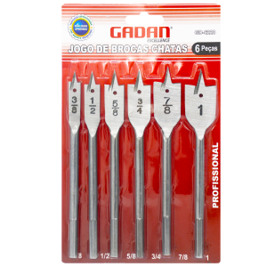JOGO DE BROCA CHATA COM 6 PEÇAS - GADAN