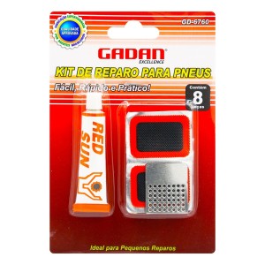 KIT DE REPAROS PARA PNEU DE BICICLETA C/ 8 PEÇAS - GADAN